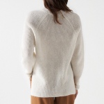 Pull en laine et mohair blanc cassé Salsa pour femme