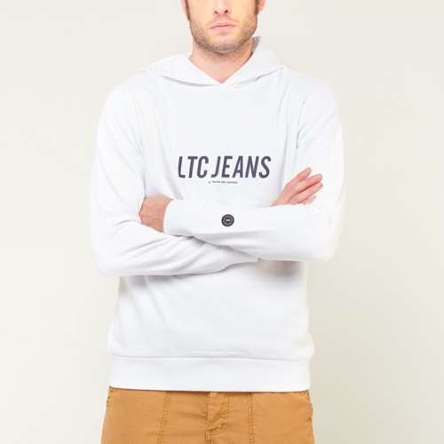 Sweat capuche LTC Jeans Le Temps des Cerises homme Marco blanc