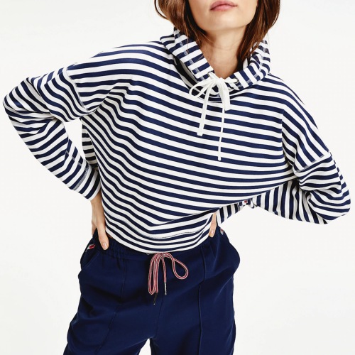 Sweat capuche crop top femme Tommy Jeans / Tommy Hilfiger rayé