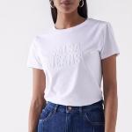 Tee Shirt Salsa Jeans femme en coton blanc