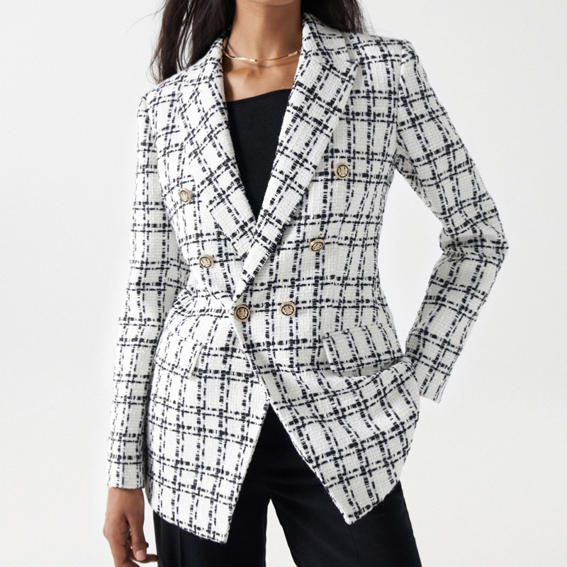 Veste blazer Salsa Jeans femme blanc raye noir