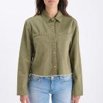 Veste en jeans kaki Le Temps des Cerises Manuela