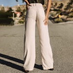 Pantalon large Freeman T Porter femme Agatha en lin beige