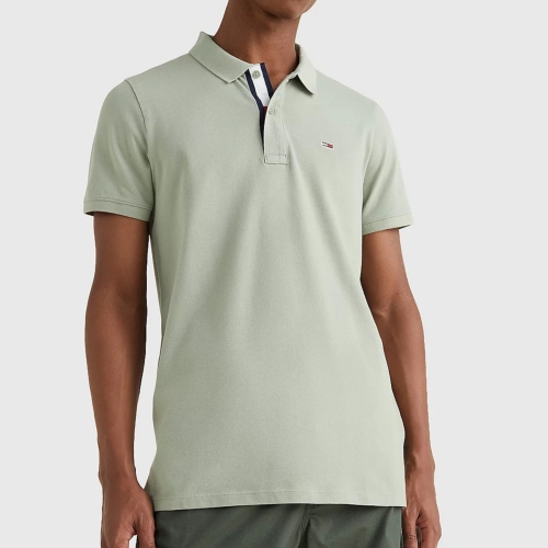Polo Tommy Hilfiger Jeans homme en coton stretch faded willow