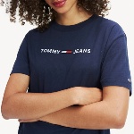 T Shirt femme Tommy Hilfiger bleu marine logo Tommy Jeans