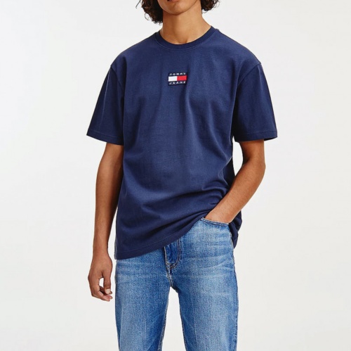 T Shirt Tommy Jeans homme Badge Tee bleu marine