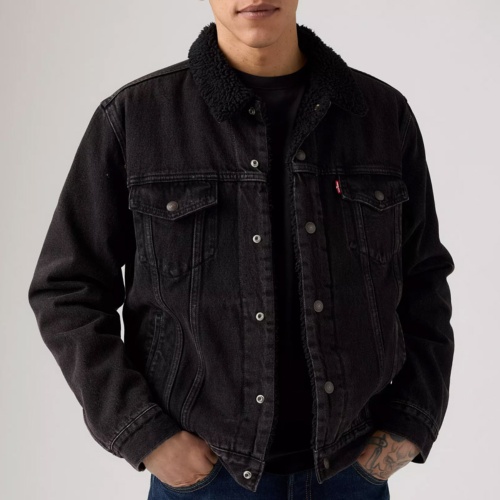Blouson en jean doublée sherpa Levis homme trucker noir