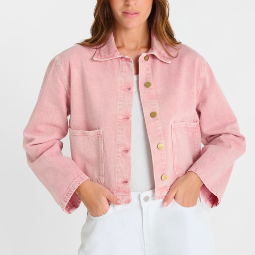 Veste en jeans rose Le Temps des Cerises Aksel