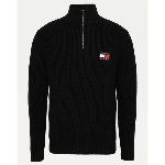 Pull Tommy Hilfiger homme noir col montant zippé