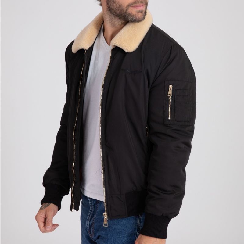 Blouson bomber zippé à col façon sherpa Bombers Original