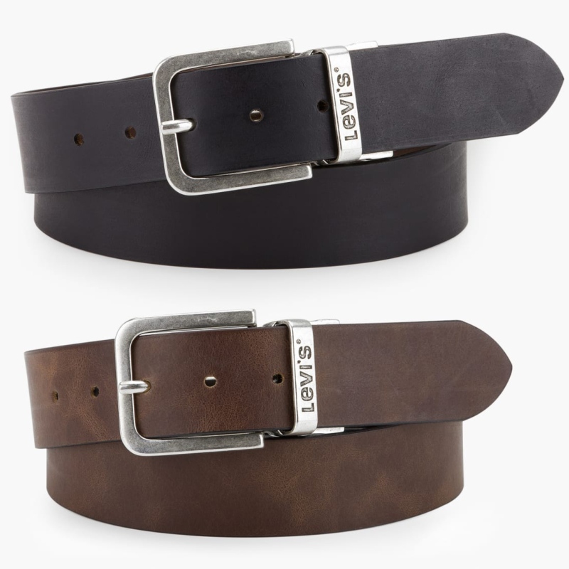 Ceinture Levis reversible en cuir noir et marron