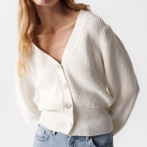 Gilet cardigan Salsa femme blanc light pearl