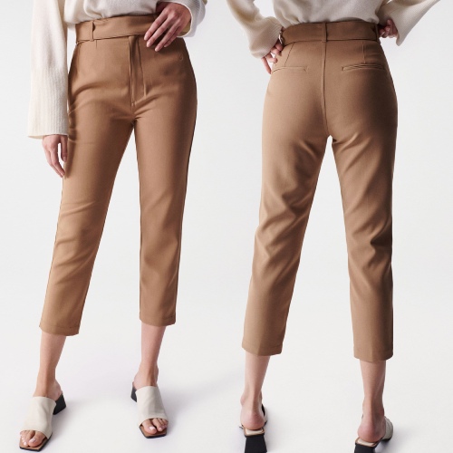 Pantalon taille haute Salsa femme beige