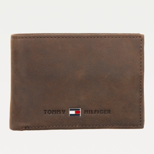 portefeuille Tommy Hilfiger modèle Johnson en cuir brut marron