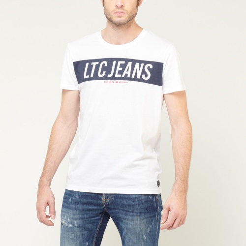 T Shirt Le Temps des Cerises homme Henley blanc