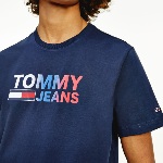 T Shirt Tommy Jeans bleu marine grand logo coloré