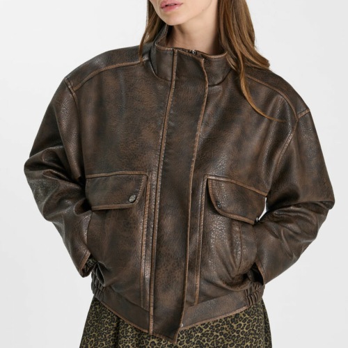 Veste aviateur look cuir Le Temps des Cerises Brownie