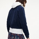 Blouson femme en velour Tommy Jeans bleu marine col sherpa