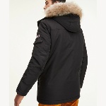 Manteau Parka Tommy Hilfiger homme couleur noir, col fausse fourrure