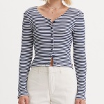 Top Levi's ® femme Monica blanc rayé bleu marine