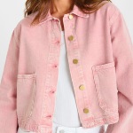 Veste en jeans rose Le Temps des Cerises Aksel