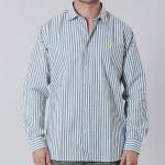Chemise en lin blanc rayé vert Us Polo Assn