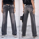 Jeans large Freeman T Porter femme Agatha wide legs gris