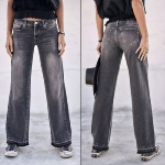 Jeans large Freeman T Porter femme Agatha wide legs gris