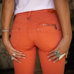 Jean 7/8 éme femme Freeman T Porter Alexa Cropped orange flamingo