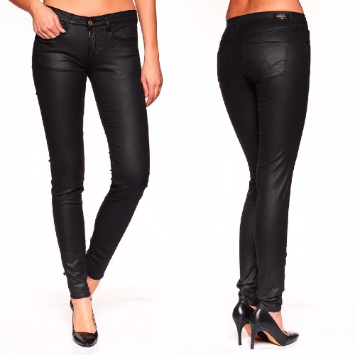 Jean Le Temps des Cerises Power 3 noir enduit coupe skinny pour femme