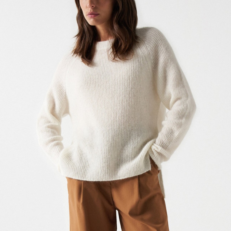 Pull en laine et mohair Blanc Casse