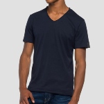 T Shirt col V Replay Jeans bleu marine