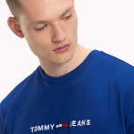 T Shirt bleu Tommy Hilfiger Jeans avec logo brodé