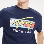 T Shirt Tommy Hilfiger Jeans Neon Script Tee bleu marine