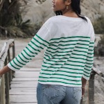 T Shirt Freeman T Porter femme Thiane Stripes blanc rayé vert