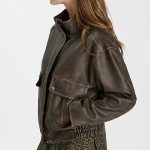Veste aviateur look cuir Le Temps des Cerises Brownie