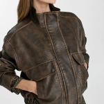 Veste aviateur look cuir Le Temps des Cerises Brownie