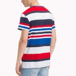 T Shirt Tommy Hilfiger Jeans homme blanc rayé rouge et bleu