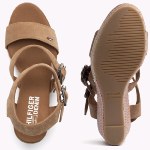 Sandales compensées Tommy Hilfiger femme en cuir cognac