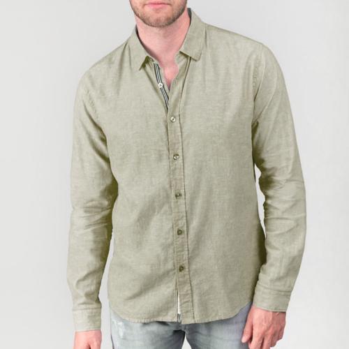 Chemise Le Temps des Cerises Rodes en lin gris kaki
