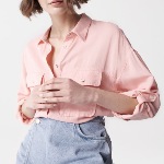 Chemise Salsa femme en lin et lyocell rose