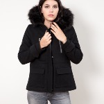 Manteau en drap de laine noir Le Temps des Cerises femme Marlow