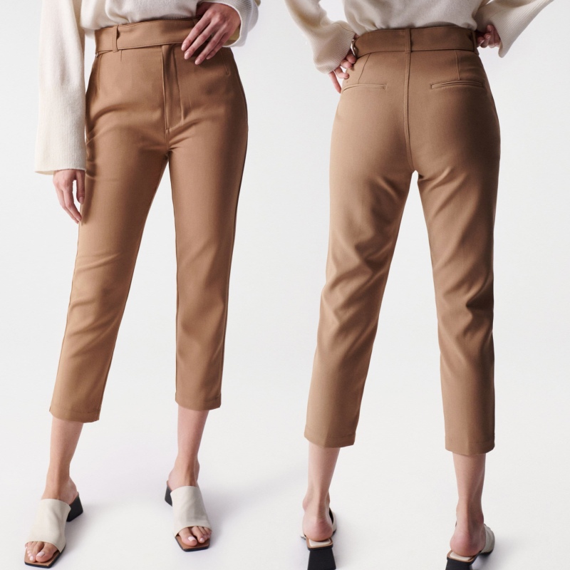 PANTALON CHINO SALSA MUJER CROPPED BEIGE CLARO