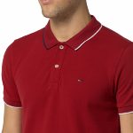 Polo rouge Tommy Hilfiger pour homme, liseré sur col