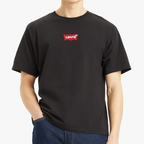 T Shirt noir Levi's badge batwing rouge