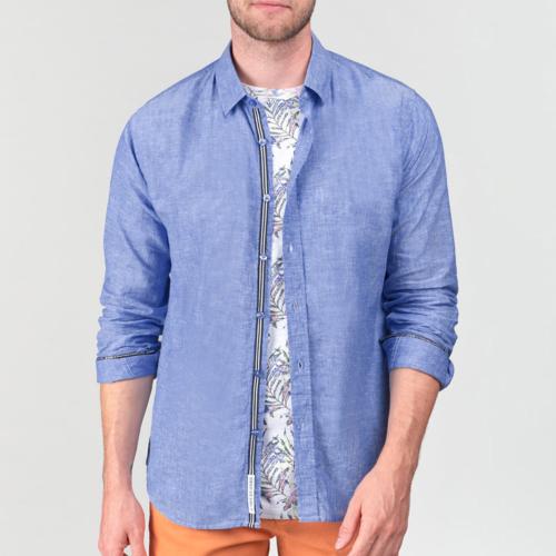 Chemise Le Temps des Cerises Rodes en lin bleu