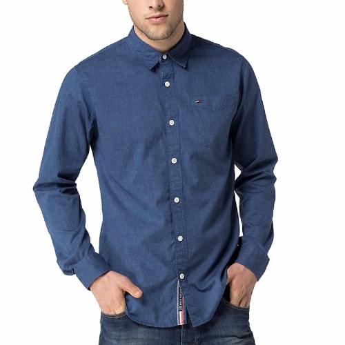 Chemise Tommy Hilfiger homme modèle Teddy en coton bleu sky captain