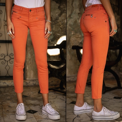 Jean 7/8 éme femme Freeman T Porter Alexa Cropped orange flamingo