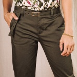 Pantalon chino femme Freeman T Porter Claudia Felicita kaki