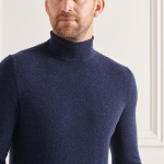 Pull col roulé Superdry homme en laine d'agneau bleu marine